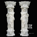Garden Decorative outdoor decorative white marble column with figure